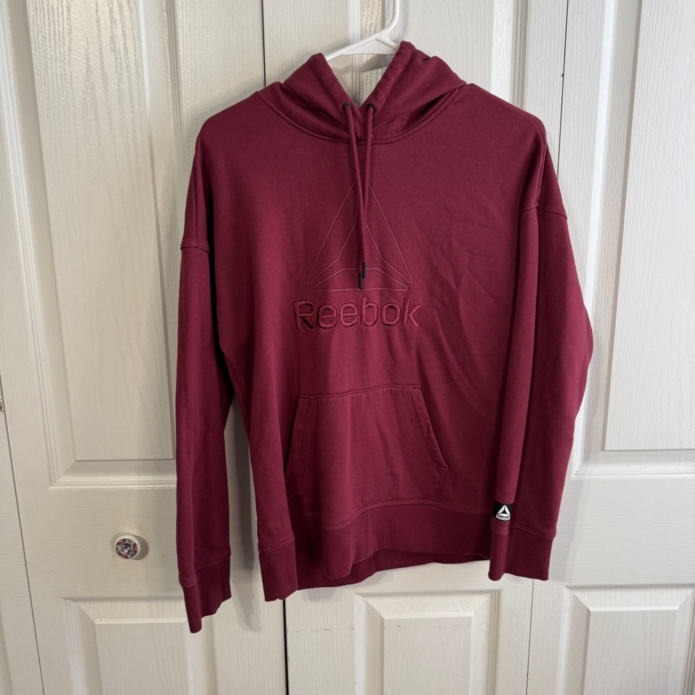 Reebok burgundy embroidered logo hoodie size‎ XS